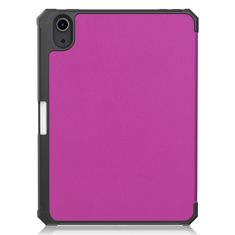 For iPad mini 6 Custer Pattern Pure Color TPU Smart Tablet Holster with Sleep Function & 3-Fold Holder & Pen Slot