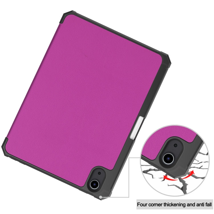 For iPad mini 6 Custer Pattern Pure Color TPU Smart Tablet Holster with Sleep Function & 3-Fold Holder & Pen Slot