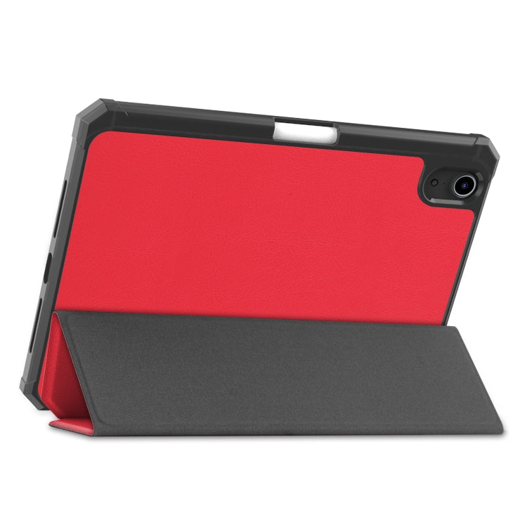 For iPad mini 6 Custer Pattern Pure Color TPU Smart Tablet Holster with Sleep Function & 3-Fold Holder & Pen Slot