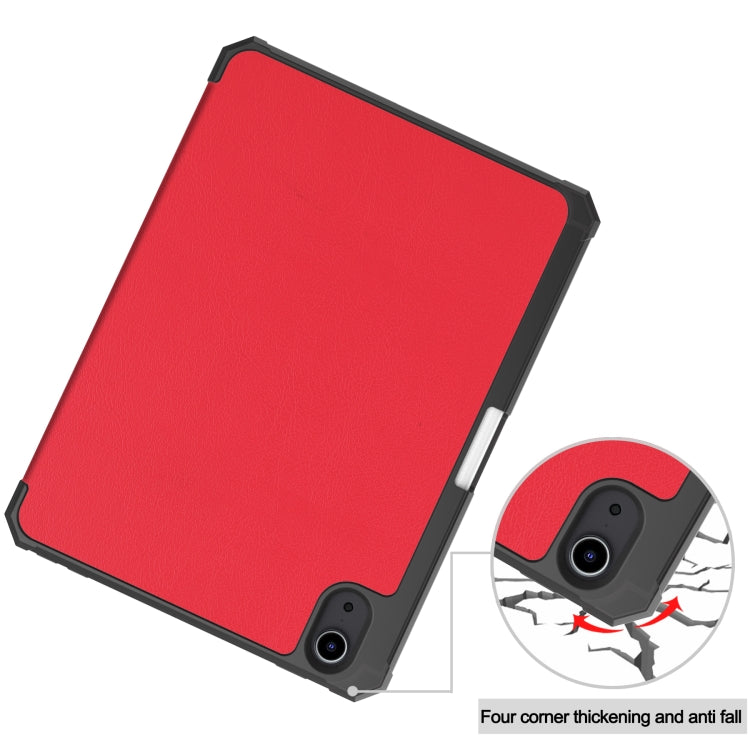 For iPad mini 6 Custer Pattern Pure Color TPU Smart Tablet Holster with Sleep Function & 3-Fold Holder & Pen Slot