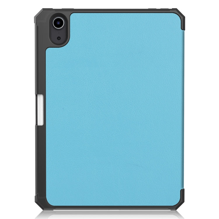 For iPad mini 6 Custer Pattern Pure Color TPU Smart Tablet Holster with Sleep Function & 3-Fold Holder & Pen Slot