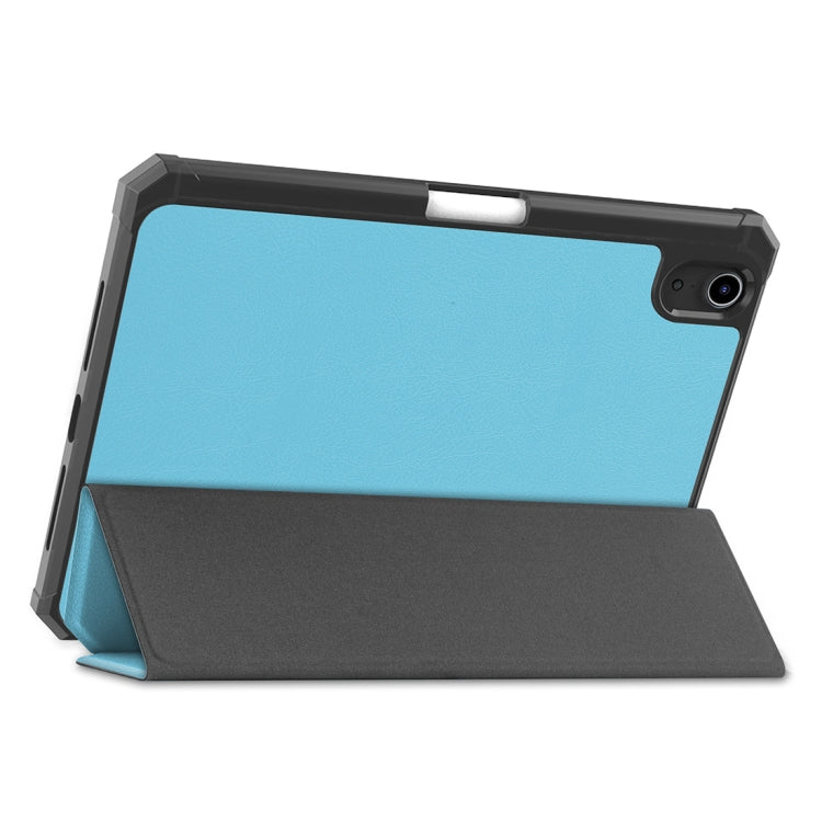 For iPad mini 6 Custer Pattern Pure Color TPU Smart Tablet Holster with Sleep Function & 3-Fold Holder & Pen Slot