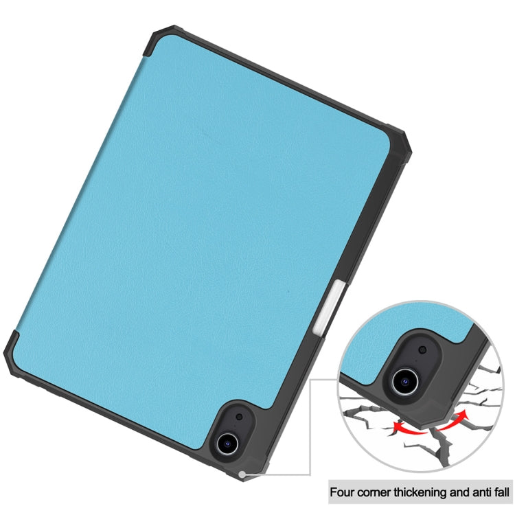 For iPad mini 6 Custer Pattern Pure Color TPU Smart Tablet Holster with Sleep Function & 3-Fold Holder & Pen Slot