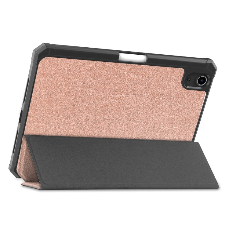 For iPad mini 6 Custer Pattern Pure Color TPU Smart Tablet Holster with Sleep Function & 3-Fold Holder & Pen Slot