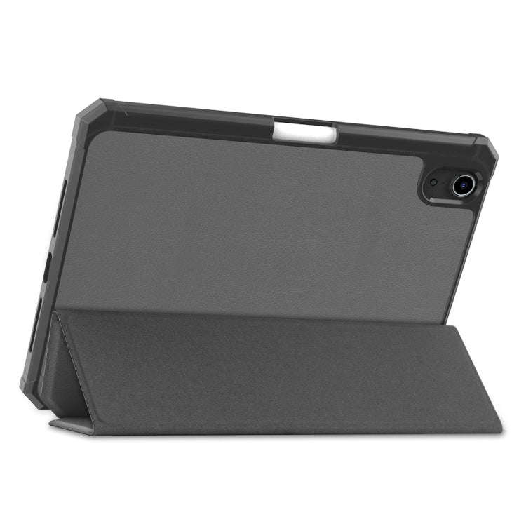 For iPad mini 6 Custer Pattern Pure Color TPU Smart Tablet Holster with Sleep Function & 3-Fold Holder & Pen Slot