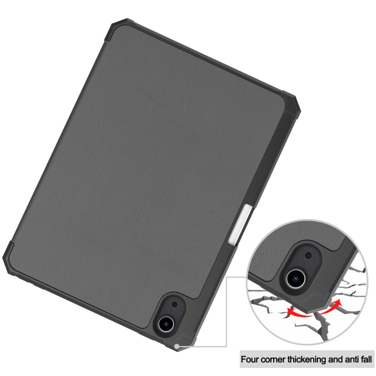 For iPad mini 6 Custer Pattern Pure Color TPU Smart Tablet Holster with Sleep Function & 3-Fold Holder & Pen Slot