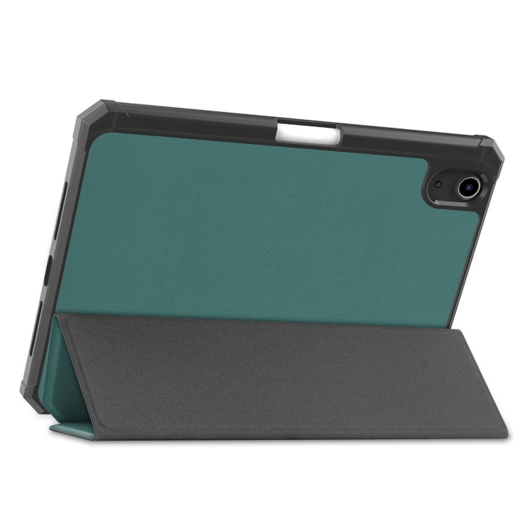 For iPad mini 6 Custer Pattern Pure Color TPU Smart Tablet Holster with Sleep Function & 3-Fold Holder & Pen Slot