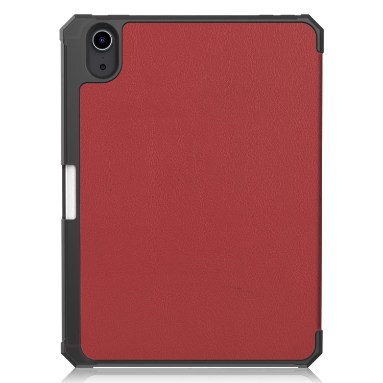 For iPad mini 6 Custer Pattern Pure Color TPU Smart Tablet Holster with Sleep Function & 3-Fold Holder & Pen Slot