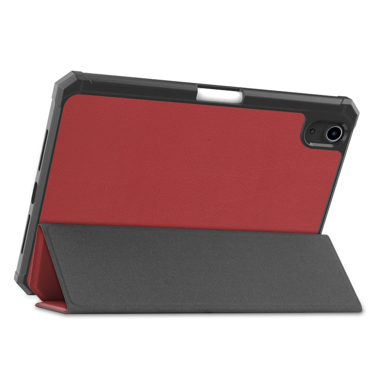 For iPad mini 6 Custer Pattern Pure Color TPU Smart Tablet Holster with Sleep Function & 3-Fold Holder & Pen Slot