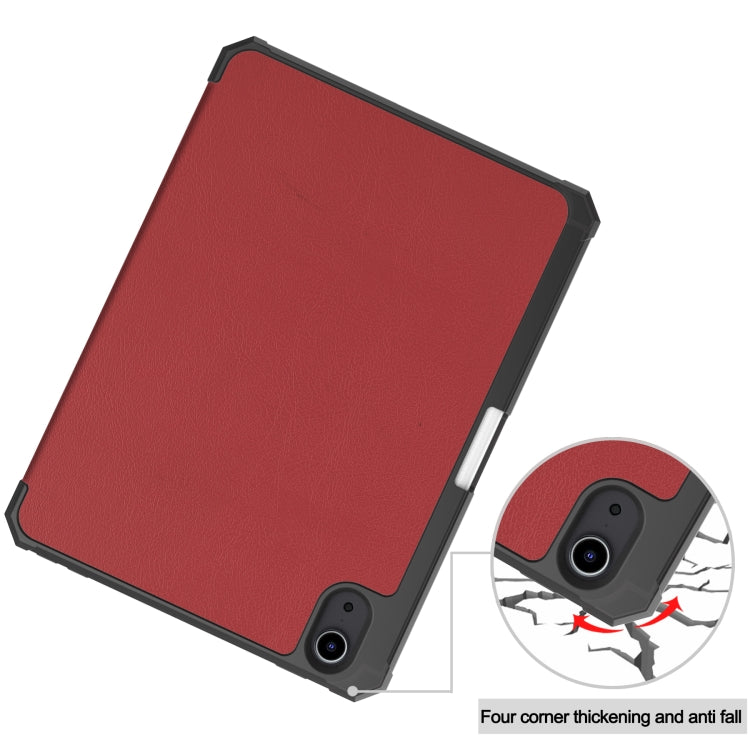 For iPad mini 6 Custer Pattern Pure Color TPU Smart Tablet Holster with Sleep Function & 3-Fold Holder & Pen Slot