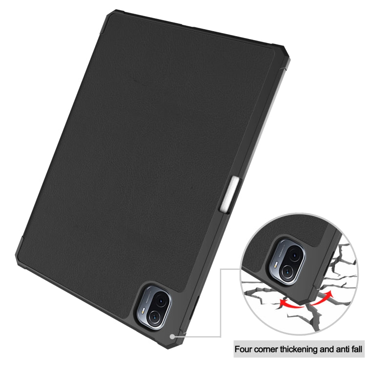For Xiaomi Pad 5 Custer Pattern Pure Color TPU Smart Tablet Holster with Sleep Function & 3-Fold Holder & Pen Slot