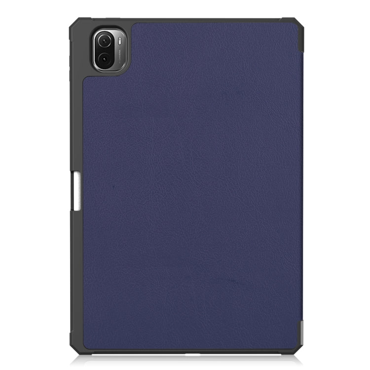 For Xiaomi Pad 5 Custer Pattern Pure Color TPU Smart Tablet Holster with Sleep Function & 3-Fold Holder & Pen Slot