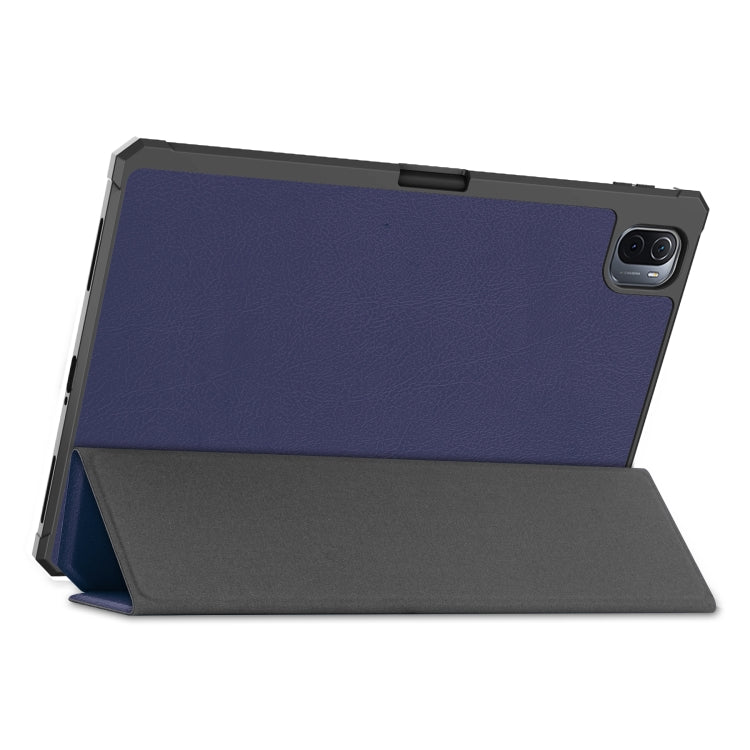 For Xiaomi Pad 5 Custer Pattern Pure Color TPU Smart Tablet Holster with Sleep Function & 3-Fold Holder & Pen Slot