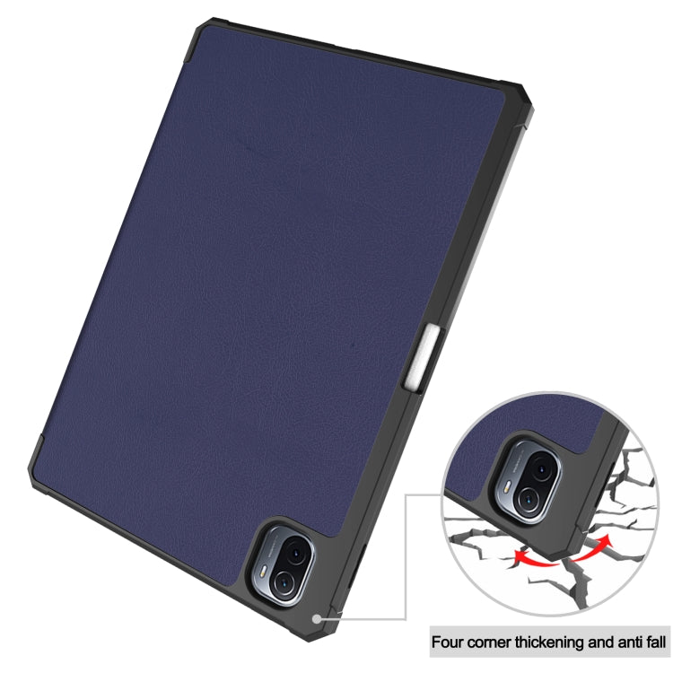 For Xiaomi Pad 5 Custer Pattern Pure Color TPU Smart Tablet Holster with Sleep Function & 3-Fold Holder & Pen Slot