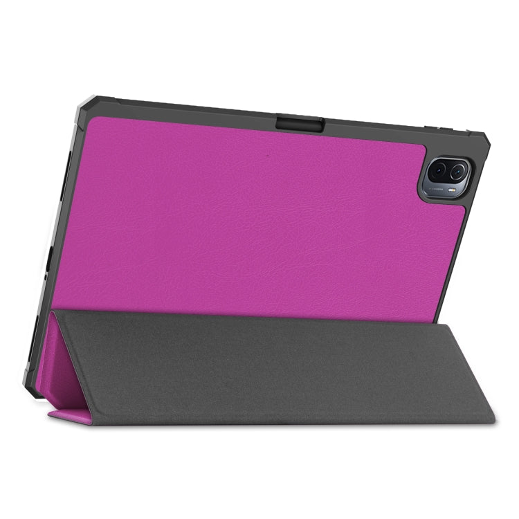 For Xiaomi Pad 5 Custer Pattern Pure Color TPU Smart Tablet Holster with Sleep Function & 3-Fold Holder & Pen Slot