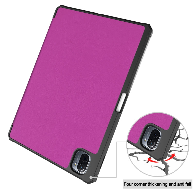 For Xiaomi Pad 5 Custer Pattern Pure Color TPU Smart Tablet Holster with Sleep Function & 3-Fold Holder & Pen Slot