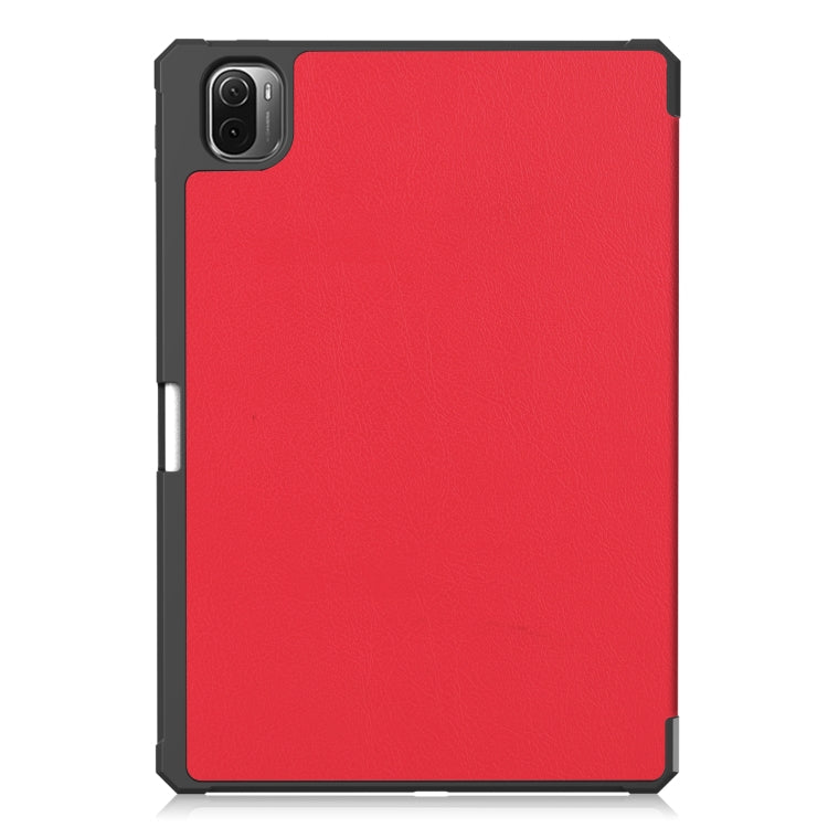 For Xiaomi Pad 5 Custer Pattern Pure Color TPU Smart Tablet Holster with Sleep Function & 3-Fold Holder & Pen Slot