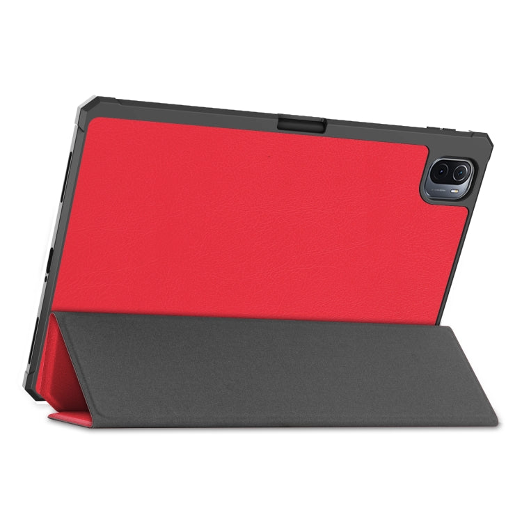 For Xiaomi Pad 5 Custer Pattern Pure Color TPU Smart Tablet Holster with Sleep Function & 3-Fold Holder & Pen Slot