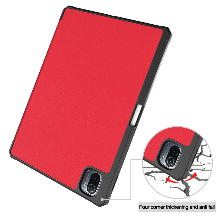 For Xiaomi Pad 5 Custer Pattern Pure Color TPU Smart Tablet Holster with Sleep Function & 3-Fold Holder & Pen Slot