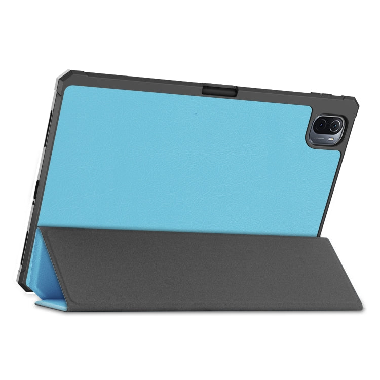 For Xiaomi Pad 5 Custer Pattern Pure Color TPU Smart Tablet Holster with Sleep Function & 3-Fold Holder & Pen Slot
