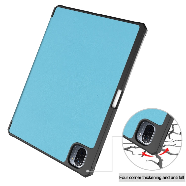 For Xiaomi Pad 5 Custer Pattern Pure Color TPU Smart Tablet Holster with Sleep Function & 3-Fold Holder & Pen Slot