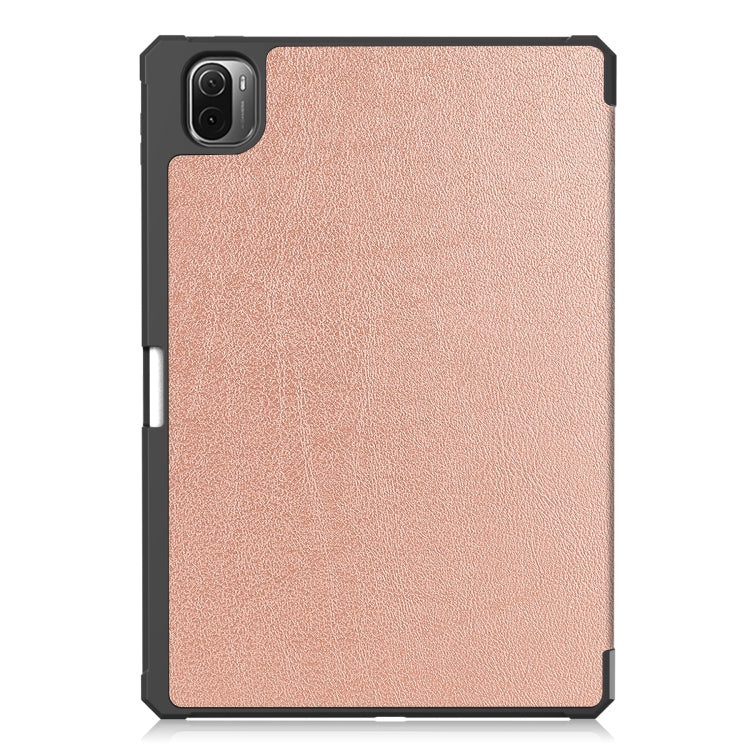 For Xiaomi Pad 5 Custer Pattern Pure Color TPU Smart Tablet Holster with Sleep Function & 3-Fold Holder & Pen Slot