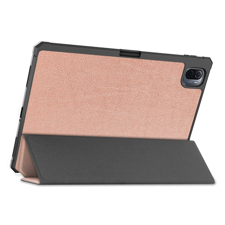 For Xiaomi Pad 5 Custer Pattern Pure Color TPU Smart Tablet Holster with Sleep Function & 3-Fold Holder & Pen Slot