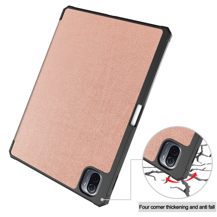 For Xiaomi Pad 5 Custer Pattern Pure Color TPU Smart Tablet Holster with Sleep Function & 3-Fold Holder & Pen Slot