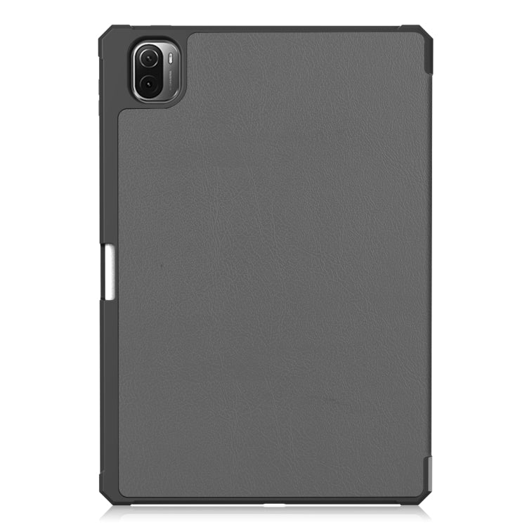 For Xiaomi Pad 5 Custer Pattern Pure Color TPU Smart Tablet Holster with Sleep Function & 3-Fold Holder & Pen Slot
