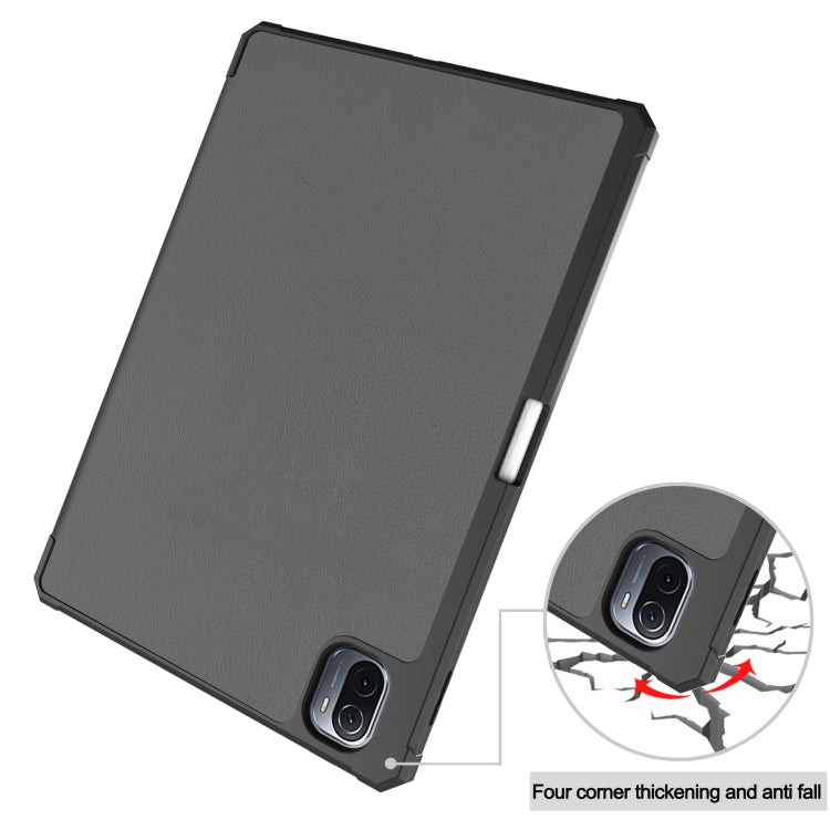 For Xiaomi Pad 5 Custer Pattern Pure Color TPU Smart Tablet Holster with Sleep Function & 3-Fold Holder & Pen Slot