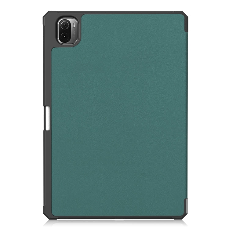 For Xiaomi Pad 5 Custer Pattern Pure Color TPU Smart Tablet Holster with Sleep Function & 3-Fold Holder & Pen Slot