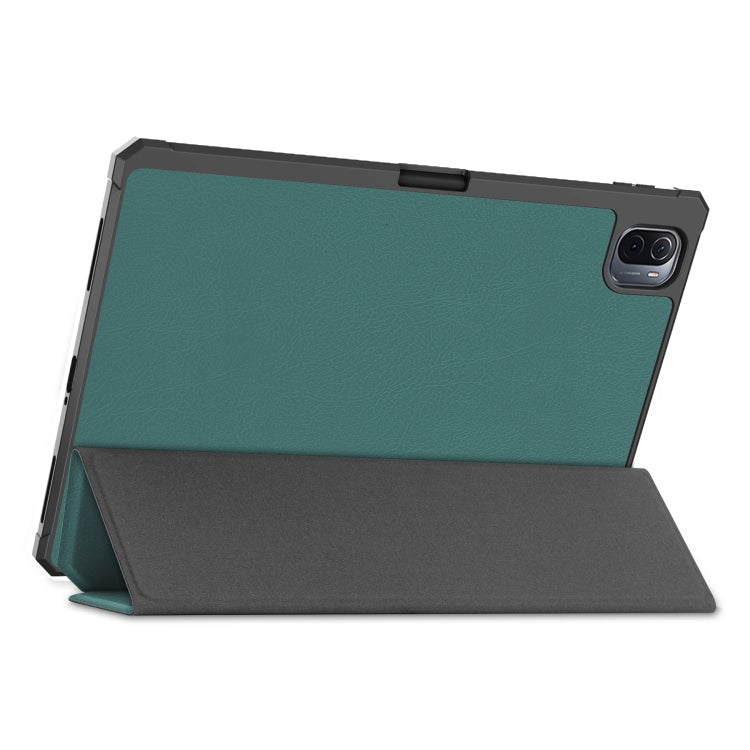 For Xiaomi Pad 5 Custer Pattern Pure Color TPU Smart Tablet Holster with Sleep Function & 3-Fold Holder & Pen Slot