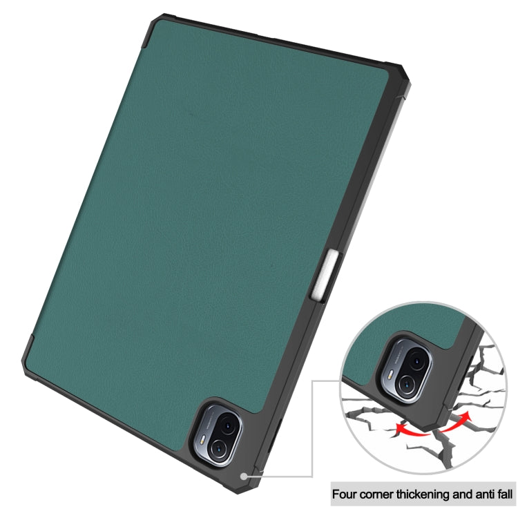 For Xiaomi Pad 5 Custer Pattern Pure Color TPU Smart Tablet Holster with Sleep Function & 3-Fold Holder & Pen Slot