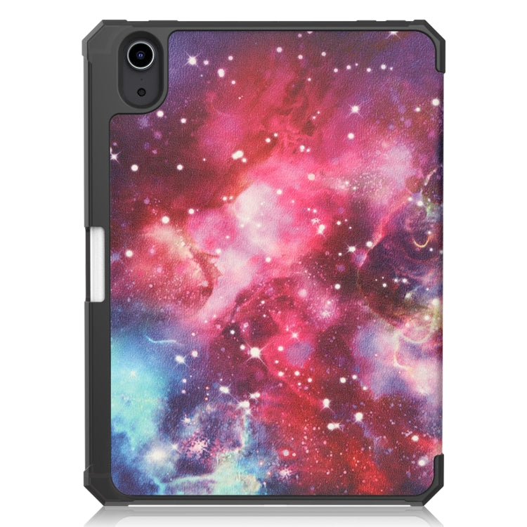 For iPad mini 6 Colored Drawing Horizontal Flip TPU + PU Leather Tablet Case with Three-folding Holder & Sleep / Wake-up Function & Pen Slot