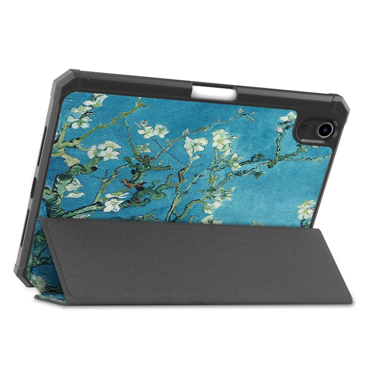 For iPad mini 6 Colored Drawing Horizontal Flip TPU + PU Leather Tablet Case with Three-folding Holder & Sleep / Wake-up Function & Pen Slot
