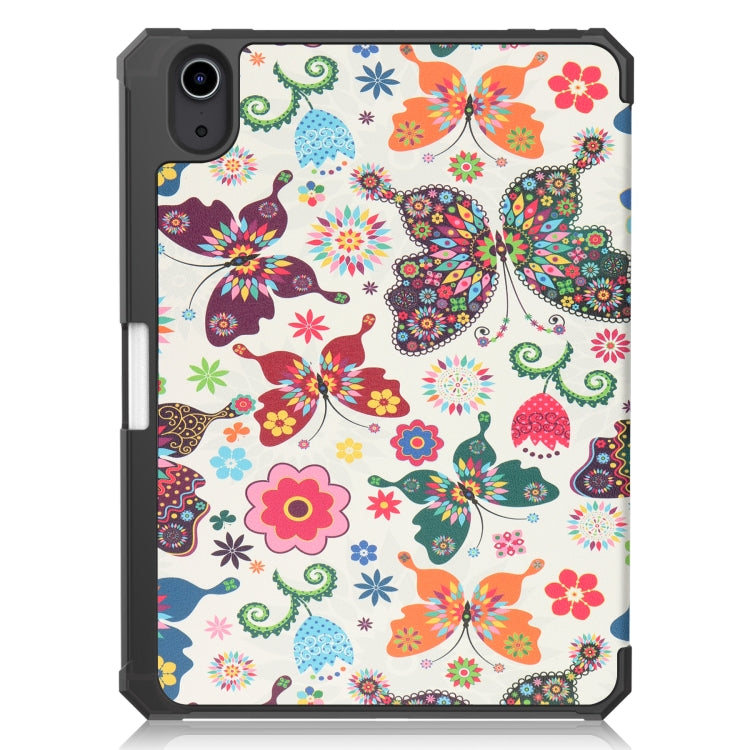 For iPad mini 6 Colored Drawing Horizontal Flip TPU + PU Leather Tablet Case with Three-folding Holder & Sleep / Wake-up Function & Pen Slot