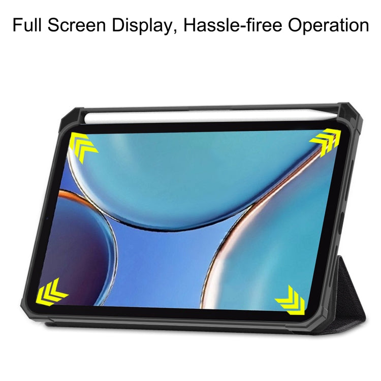 For iPad mini 6 Colored Drawing Horizontal Flip TPU + PU Leather Tablet Case with Three-folding Holder & Sleep / Wake-up Function & Pen Slot