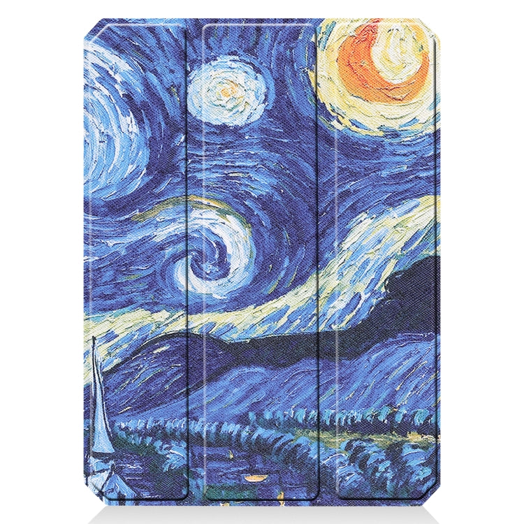 For iPad mini 6 Colored Drawing Horizontal Flip TPU + PU Leather Tablet Case with Three-folding Holder & Sleep / Wake-up Function & Pen Slot