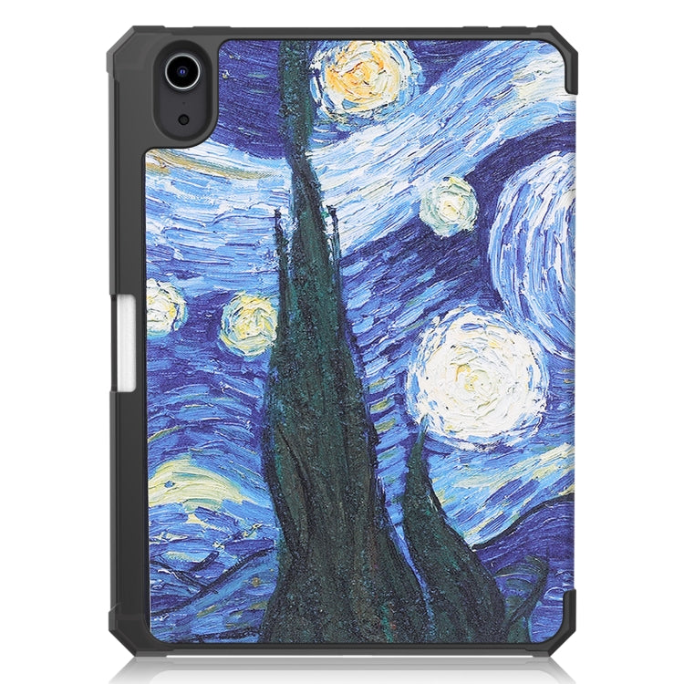 For iPad mini 6 Colored Drawing Horizontal Flip TPU + PU Leather Tablet Case with Three-folding Holder & Sleep / Wake-up Function & Pen Slot