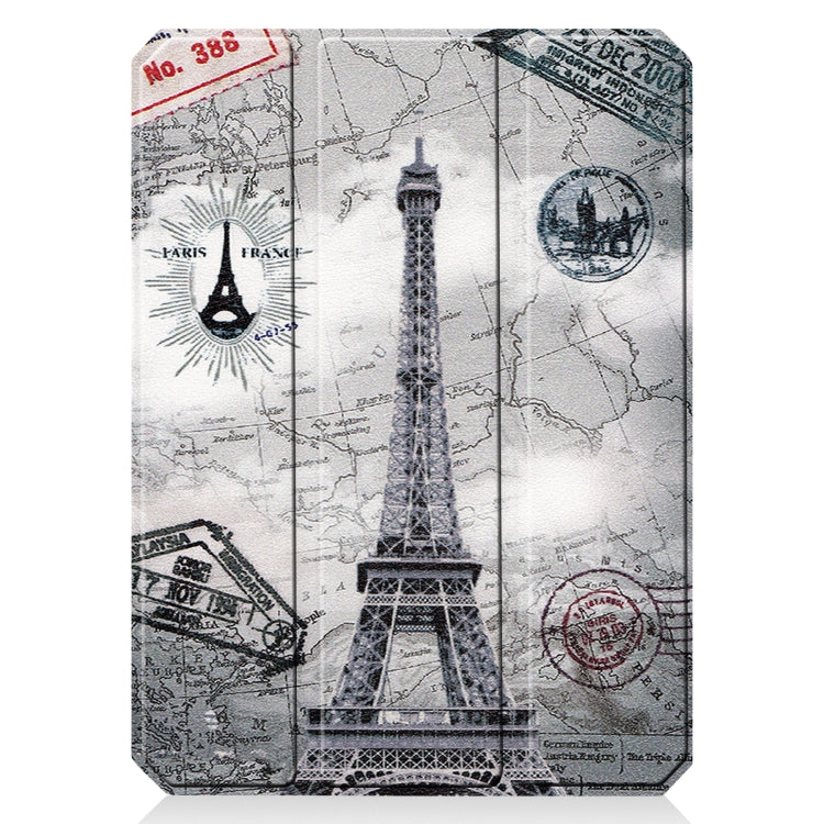 For iPad mini 6 Colored Drawing Horizontal Flip TPU + PU Leather Tablet Case with Three-folding Holder & Sleep / Wake-up Function & Pen Slot