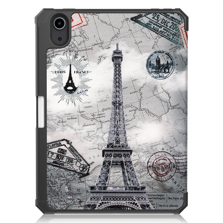 For iPad mini 6 Colored Drawing Horizontal Flip TPU + PU Leather Tablet Case with Three-folding Holder & Sleep / Wake-up Function & Pen Slot