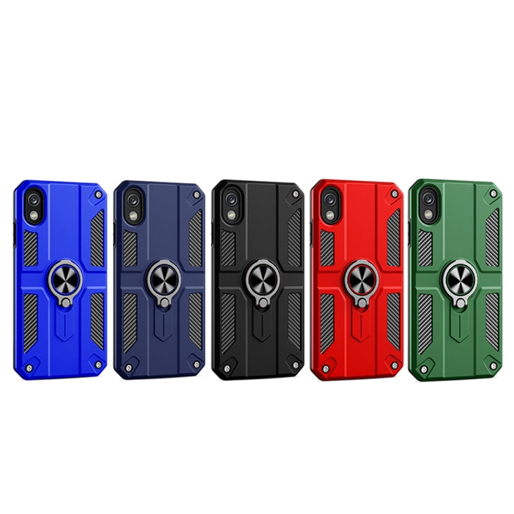 For Samsung Galaxy A01 Core Carbon Fiber Pattern PC + TPU Protective Case with Ring Holder