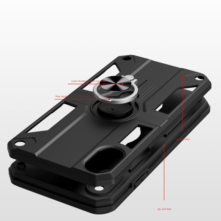 For Samsung Galaxy A01 Core Carbon Fiber Pattern PC + TPU Protective Case with Ring Holder