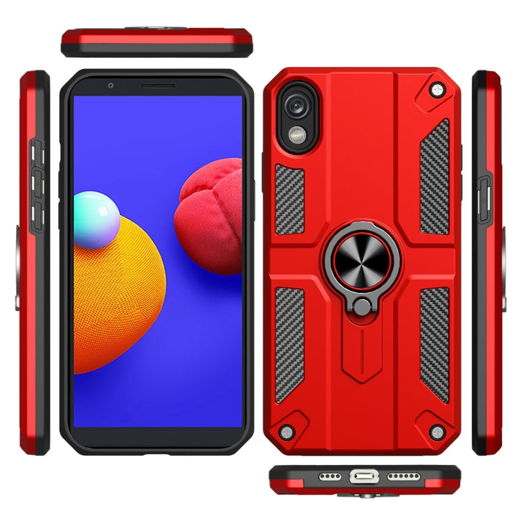 For Samsung Galaxy M01 Core Carbon Fiber Pattern PC + TPU Protective Case with Ring Holder