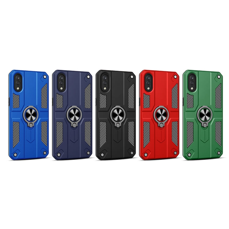 For Samsung Galaxy M02 Carbon Fiber Pattern PC + TPU Protective Case with Ring Holder