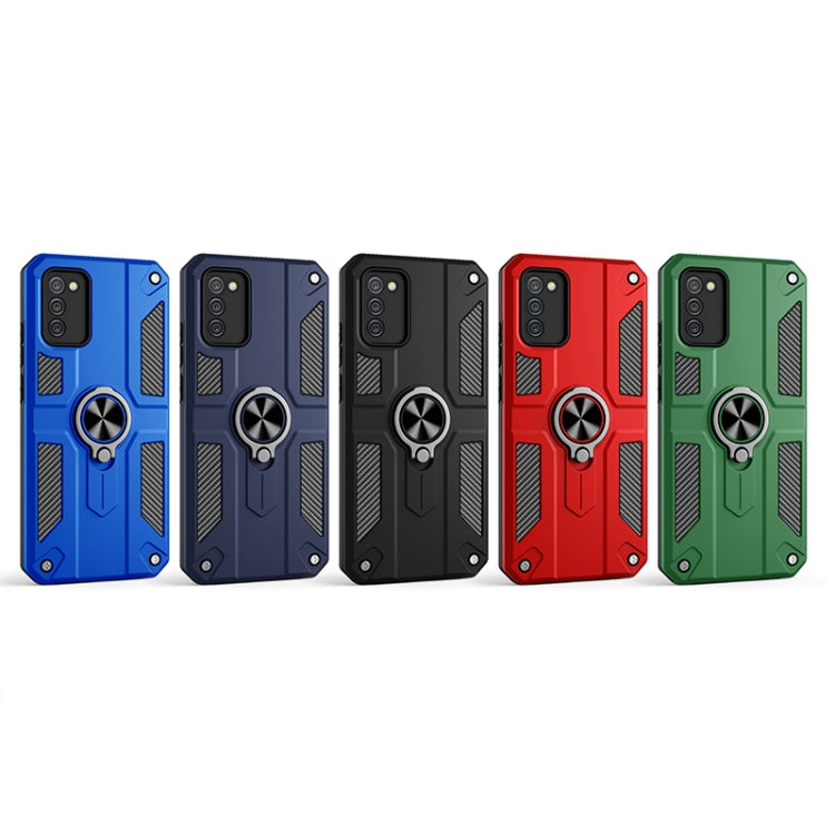 For Samsung Galaxy A02s Carbon Fiber Pattern PC + TPU Protective Case with Ring Holder