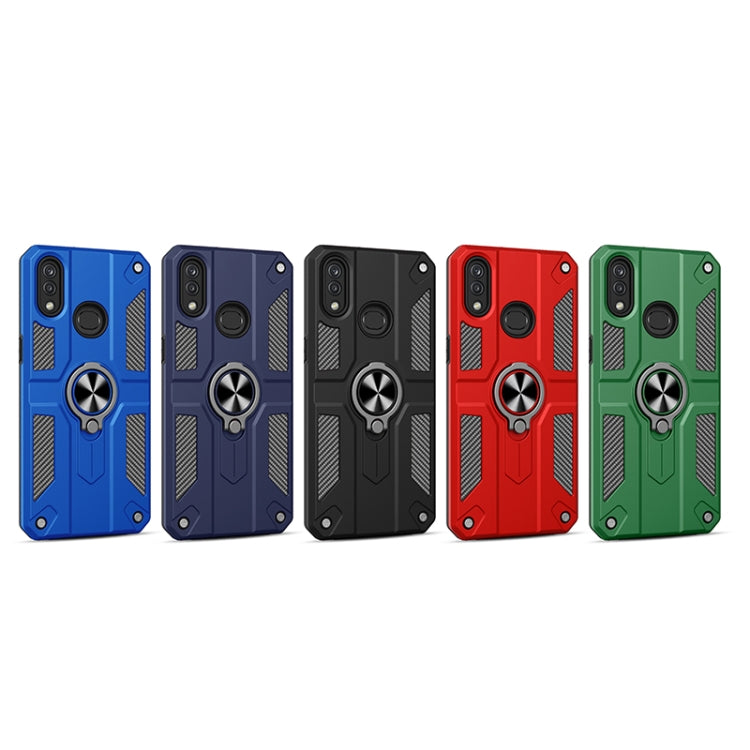 For Samsung Galaxy A30 Carbon Fiber Pattern PC + TPU Protective Case with Ring Holder