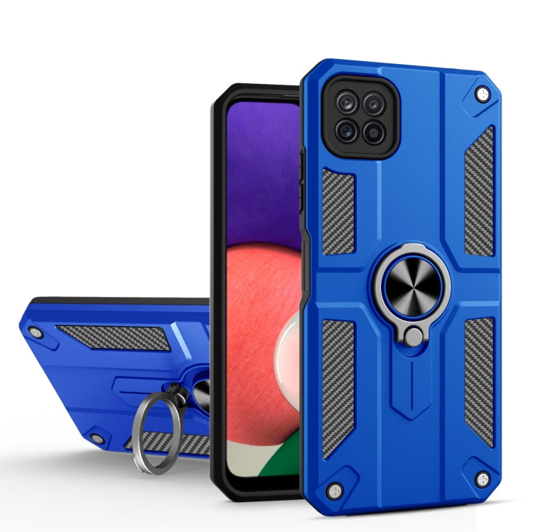 For Samsung Galaxy A22 5G Carbon Fiber Pattern PC + TPU Protective Case with Ring Holder