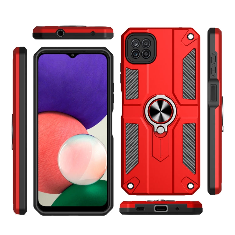 For Samsung Galaxy A22 5G Carbon Fiber Pattern PC + TPU Protective Case with Ring Holder