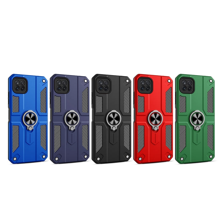 For Samsung Galaxy A22 5G Carbon Fiber Pattern PC + TPU Protective Case with Ring Holder